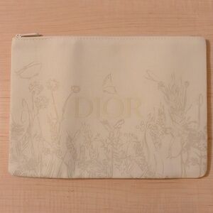 NEW Dior Large Embossed Cosmetic Makeup Bag Pouch Case Clutch
